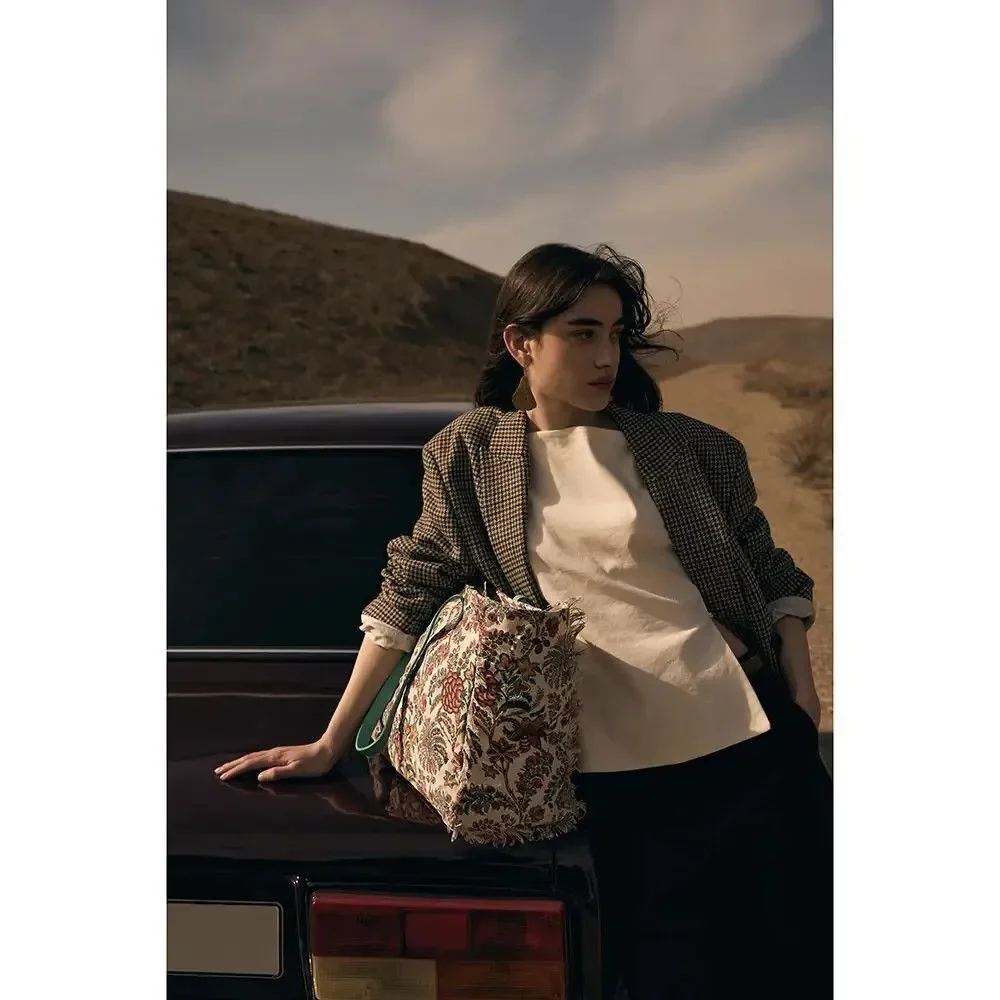 Myra Bag Handmade Paisley Pointe Weekender Bag Upcycled Canvas & Cowhide Leather